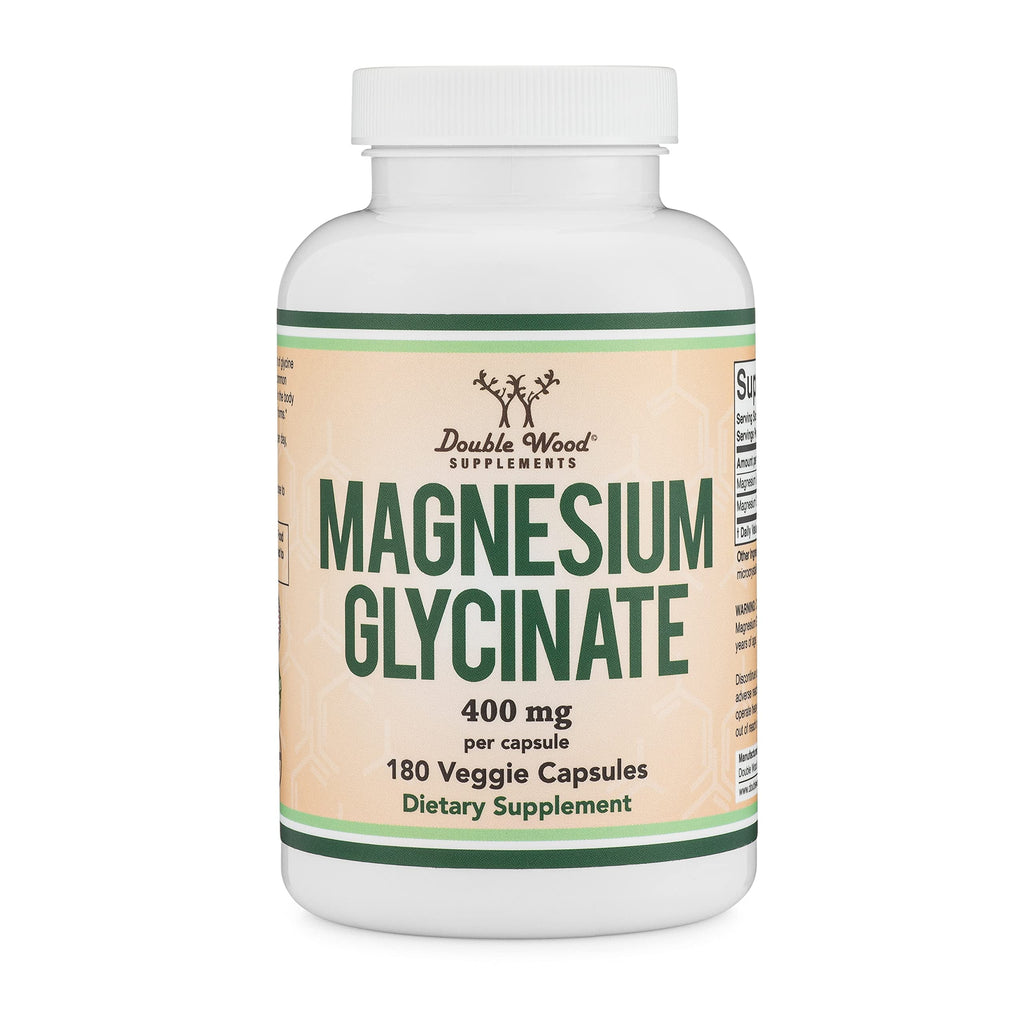 Magnesium Glycinate 400mg, 180 Capsules by Double Wood Supplements Q900