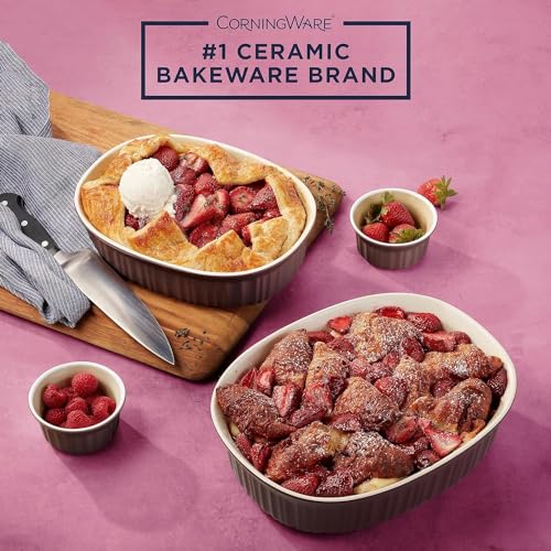 CorningWare Ceramic Bakeware Set with Lids, 10-Piece French Cabernet F835977