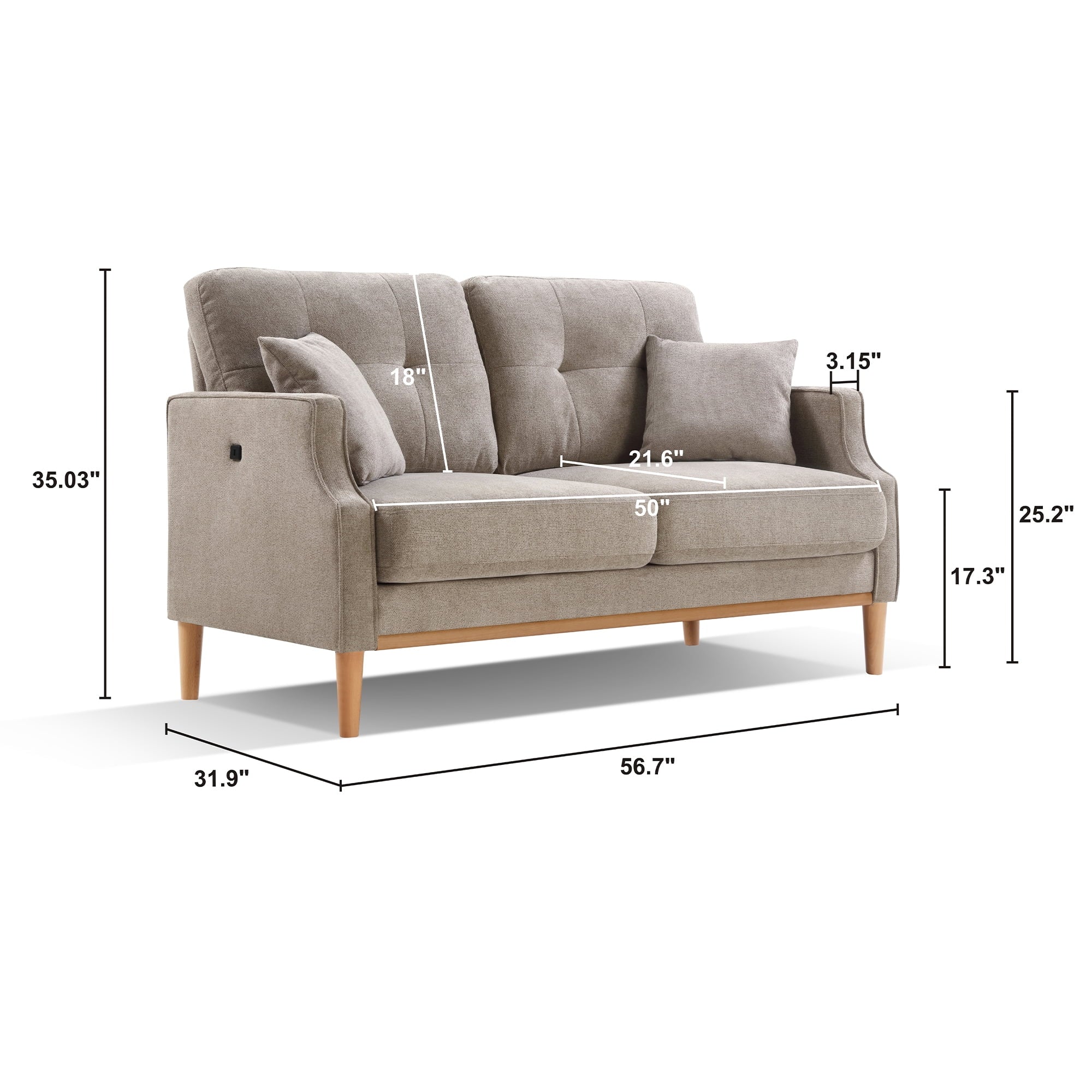 CoSoTower Living Space Sofa 2 Seater Loveseat Waterproof Fabric Cream Z3570