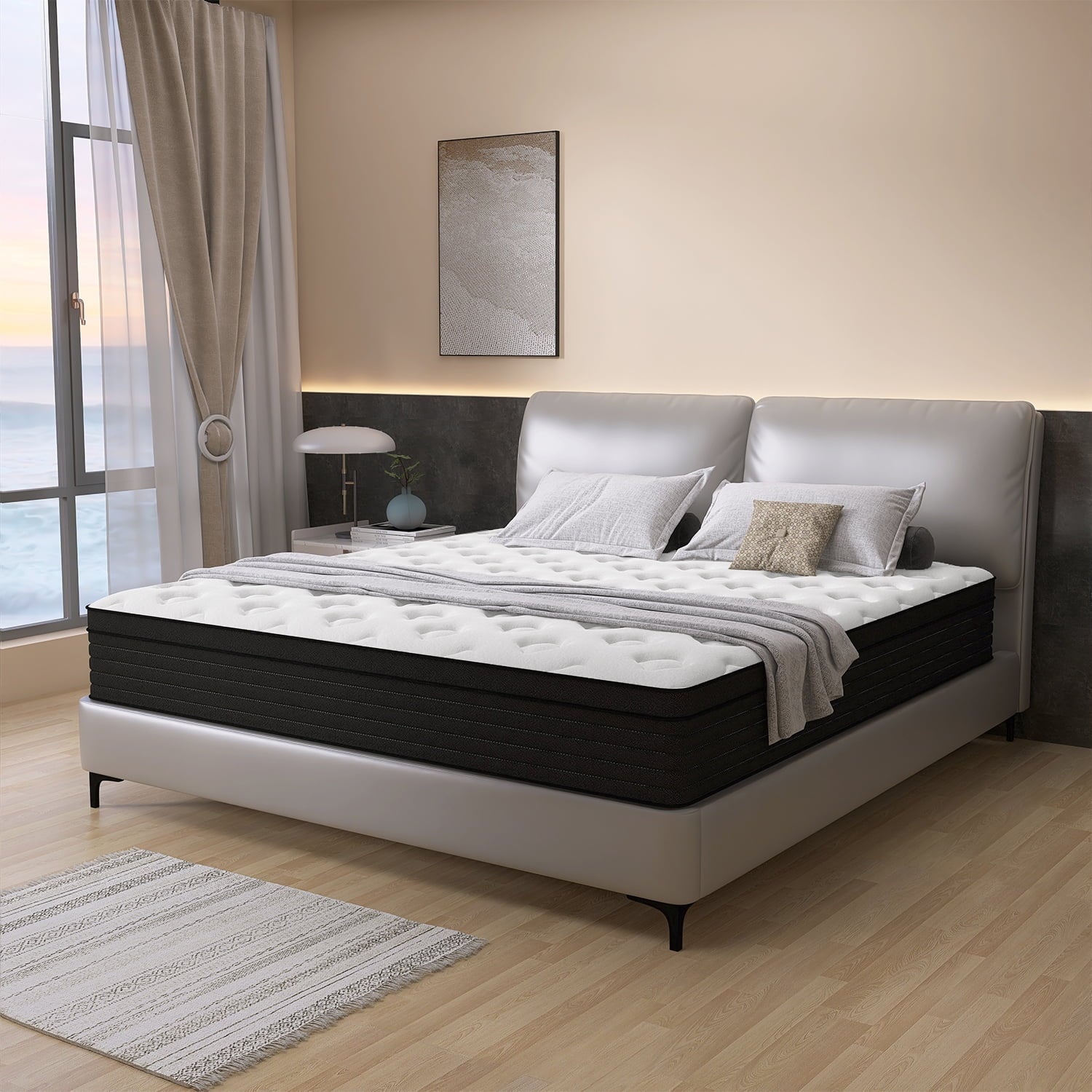 King Mattress 14 Inch Memory Foam Pocket Spring Mattress, Medium Firm, CertiPUR-US V8532