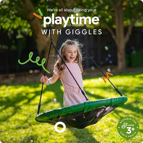 6.7’ x 8.4’ Single Swing Set Frame with 39” Round Platform Tree Swing F5373