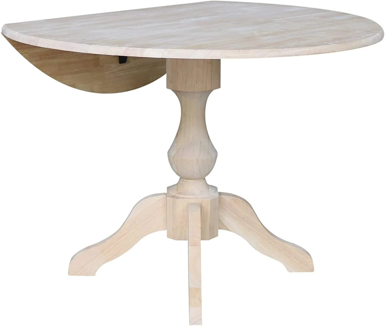 Round Dual Drop Leaf Pedestal Dining Table, Unfinished X20489