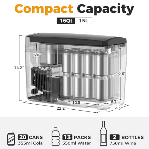 Setpower AB15 12 Volt Refrigerator 16 Quart Portable Electric Cooler for Car, RV, Camping B3939