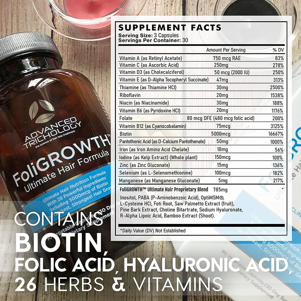 FoliGROWTH Hair Growth Vitamin with Biotin, Vegan Formula B671475