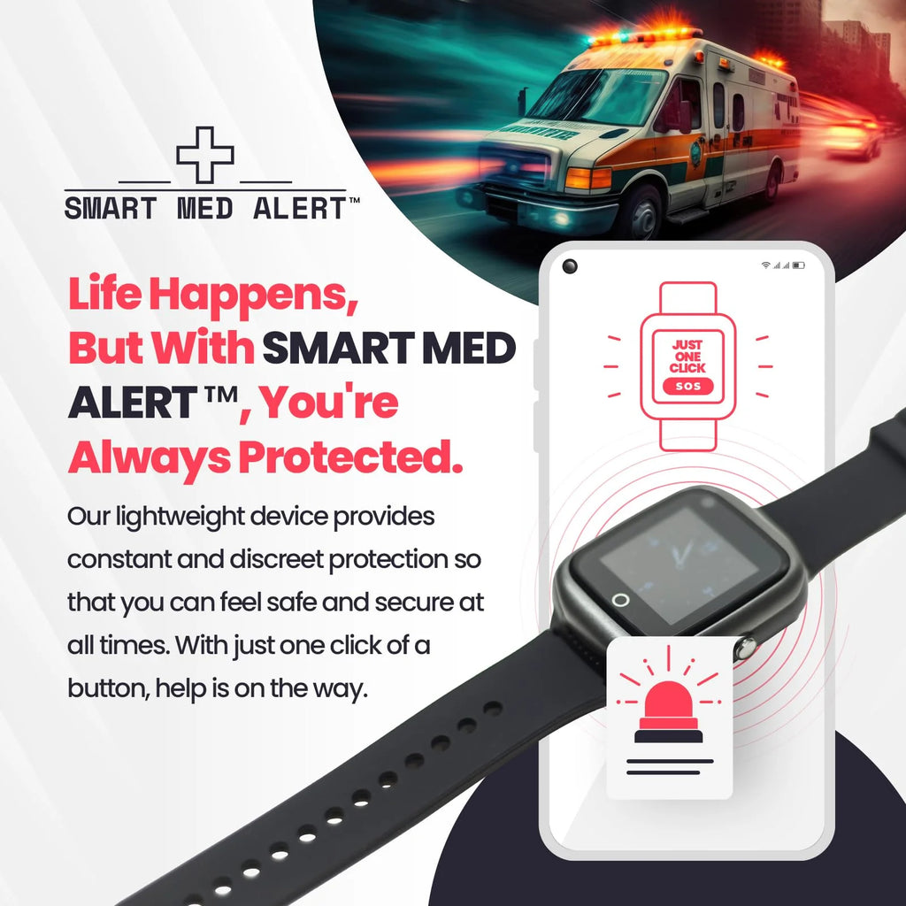 Smart Med Alert Elderly Medical Alert Smartwatch with Fall Detection, Black G668596
