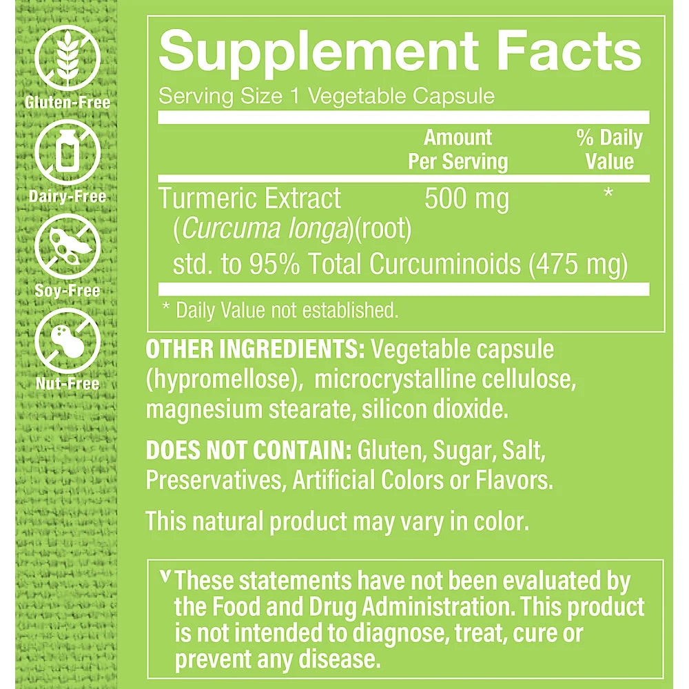 Turmeric with Curcumin 500mg, 95% Curcuminoids, 60 Veggie Capsules by The Vitamin Shoppe M123776