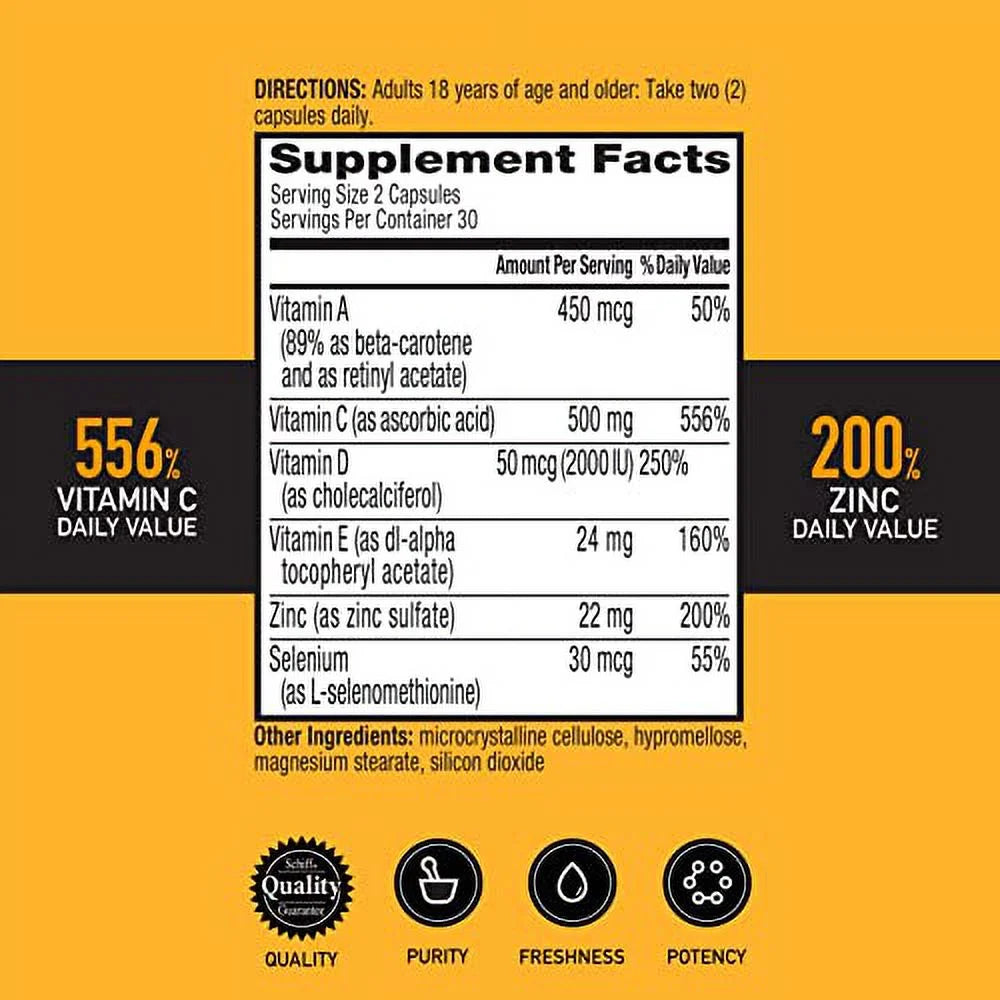 Airborne Vitamin C 500mg Capsules with Zinc & Selenium, 60ct F33038