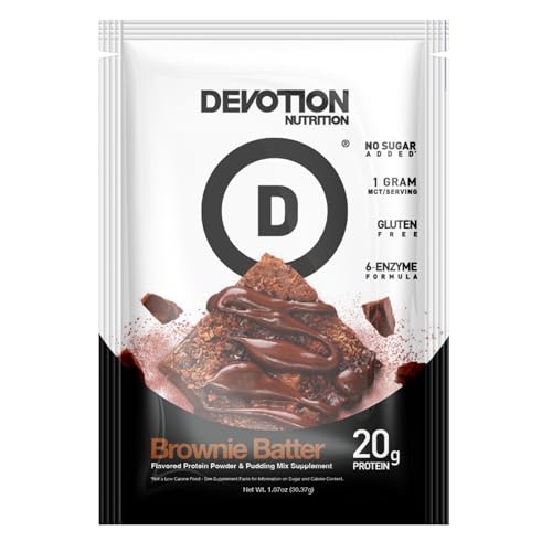 Devotion Nutrition Protein Powder Blend | Gluten Free, Keto Friendly, No Added Sugars | 1g MCT | 20g Whey & Micellar Protein | 2lb Tub (Angel Food Cake)