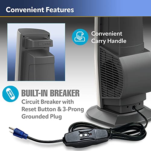 Lasko 42" Portable Outdoor Tower Fan with Bluetooth, Black B843