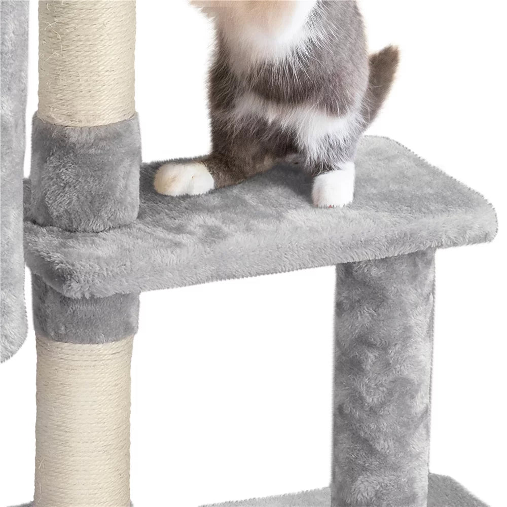 Topeakmart 38" Cat Tree with Condo Perch Basket Scratchers, Light Gray I7770