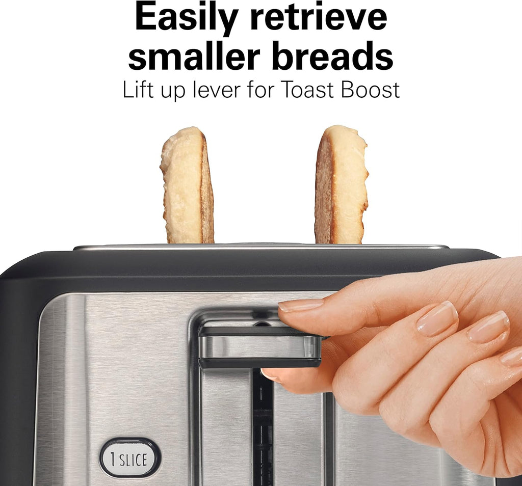 Hamilton Beach Gourmet 2 Slice Slot Toaster, Extra Long & Wide Slots, Matte Black and Stainless Steel E59353