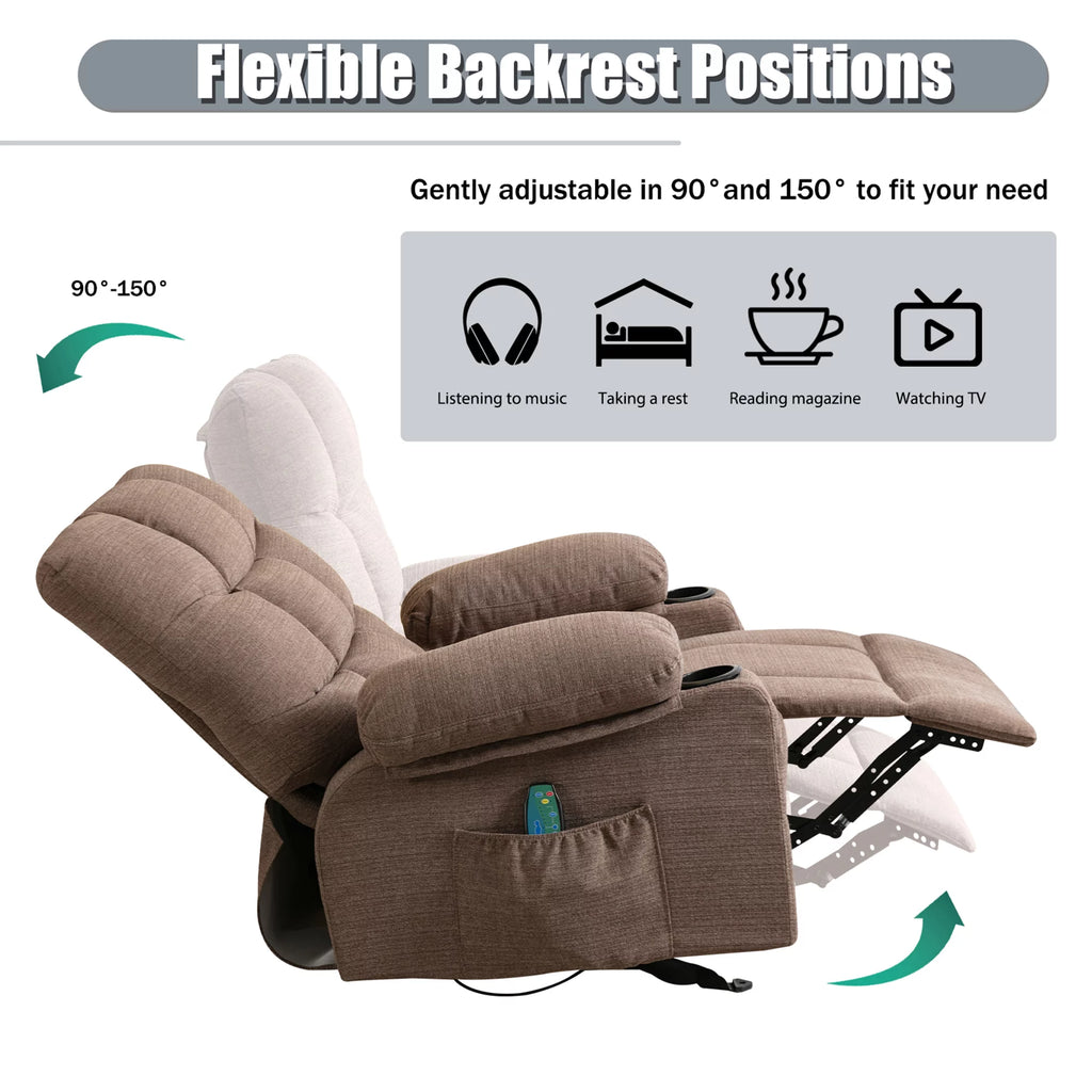 Big and Tall Manual Rocking Recliner with Cup Holders and USB Ports B315