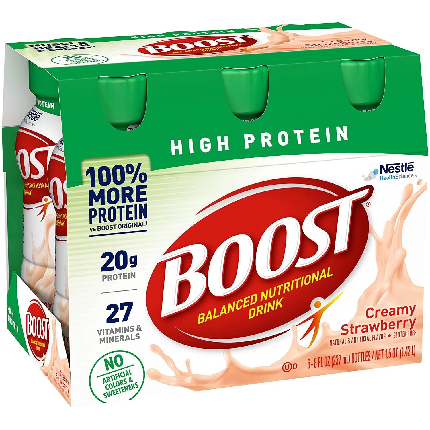 BOOST HIGH PROTEIN Creamy Strawberry 6 ct. - 8 fl. oz. Bottles (Pack of 3) Y70203