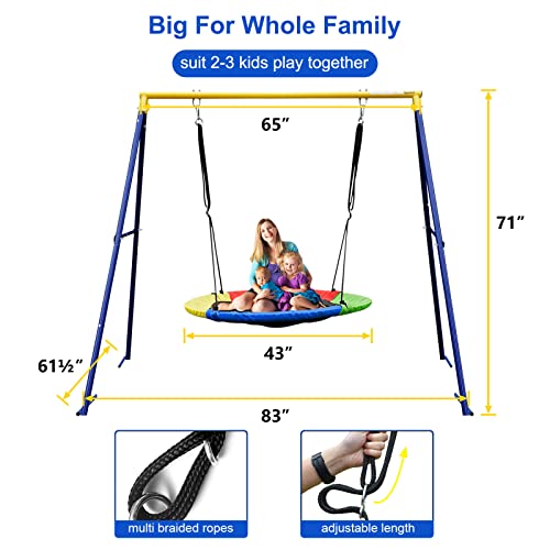 Saucer Tree Swing with A Frame Stand for Kids Outdoor Backyard E251
