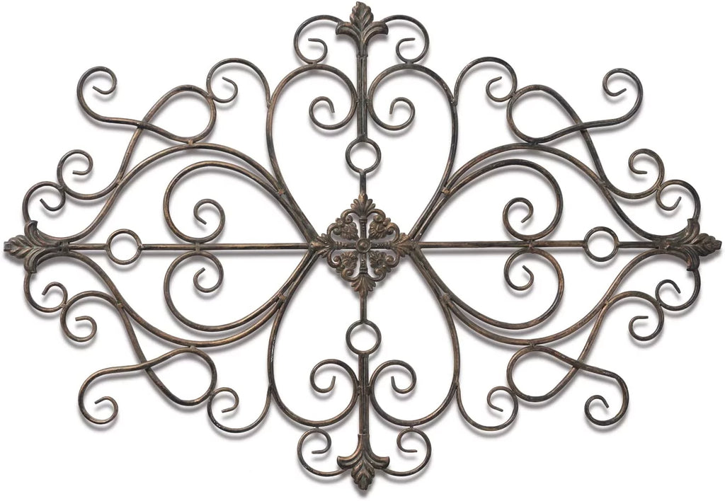 Sintosin Rustic Metal Wall Art Home Decor 36" x 24", Large Antique Wrought Iron Wall Decor, Hanging Traditional Scroll Wall Decor for Bedroom Living Room Fireplace Outdoor