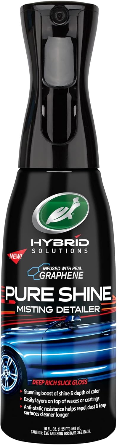 Turtle Wax 53837 Hybrid Solutions Pure Shine Detailer Misting Spray, Graphene Infused for Ultimate Shine, Water Beading, Safe on All Exterior Surfaces, 20 oz
