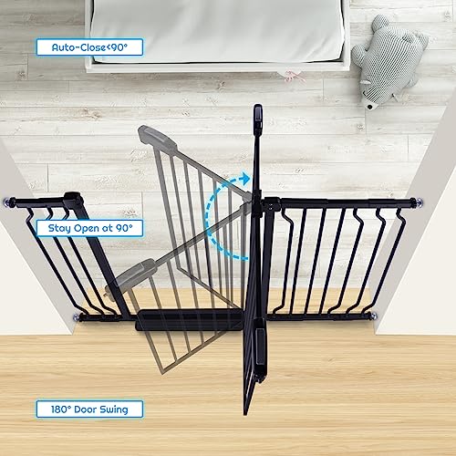 37.4" Extra Tall Baby Gate for Stairs Doorways with Door, Black B615346