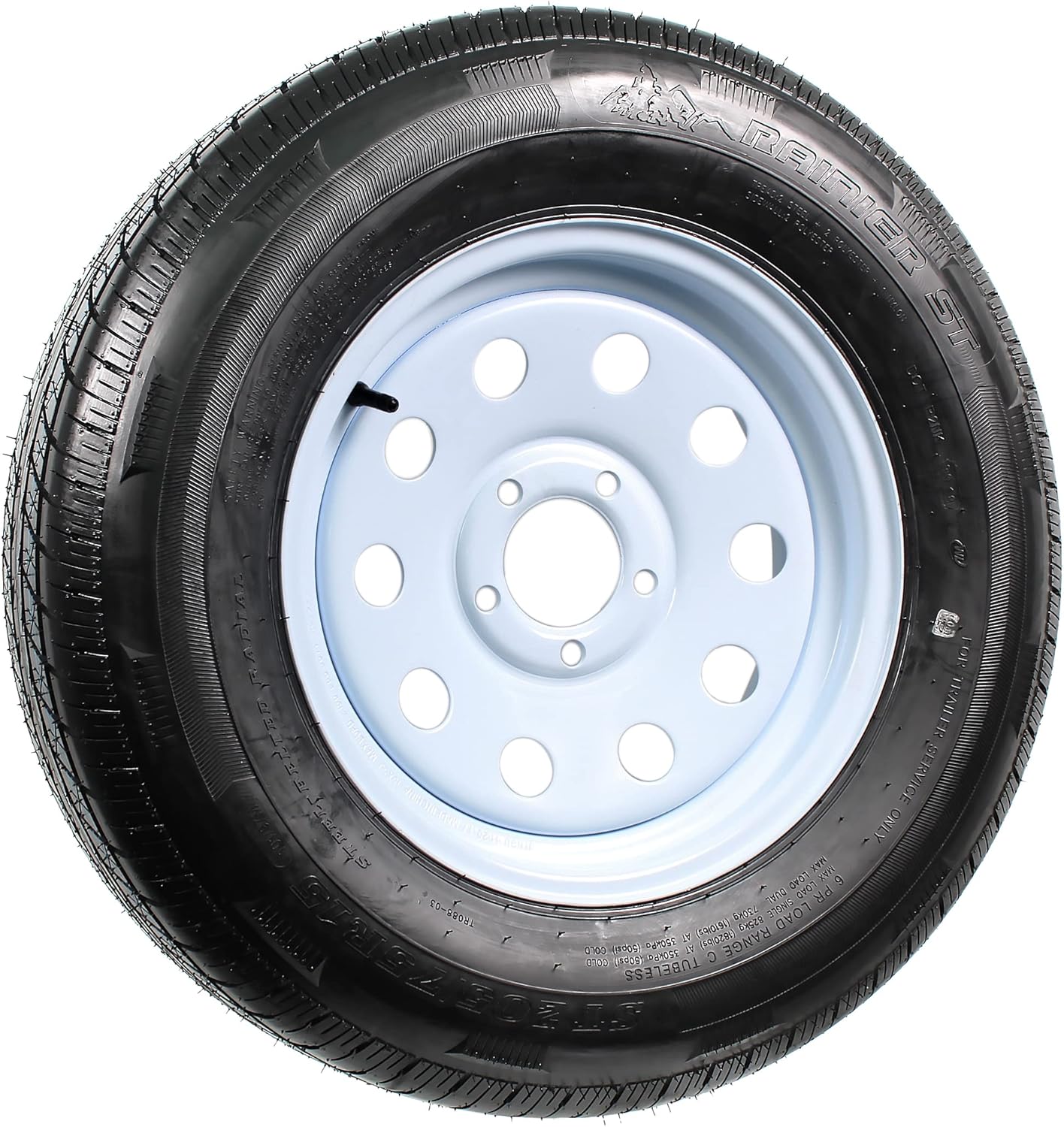 eCustomRim Radial Trailer Tire on Rim ST205/75R15 5 Lug White Modular P530