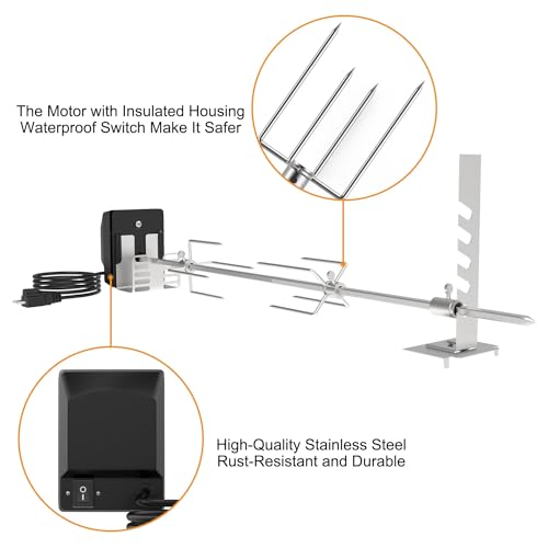Universal BBQ Rotisserie Grill Kit for 2-6 Burner Grills with 120V Motor Z711715
