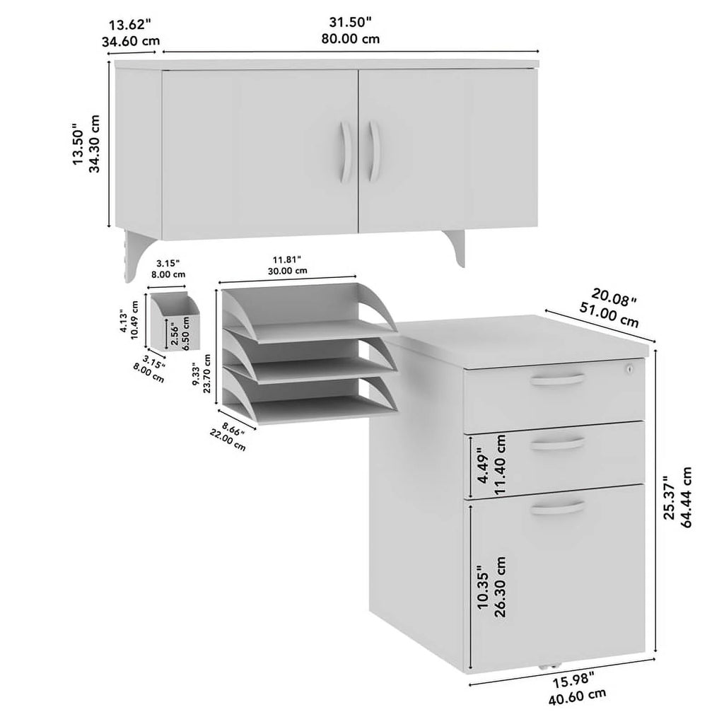 Office in an Hour Cubicle Storage Set Pure White Engineered Wood O779500