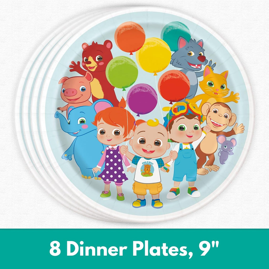 Cocomelon Birthday Party Supplies for 8 Guests - Plates, Napkins, Tablecloth K268