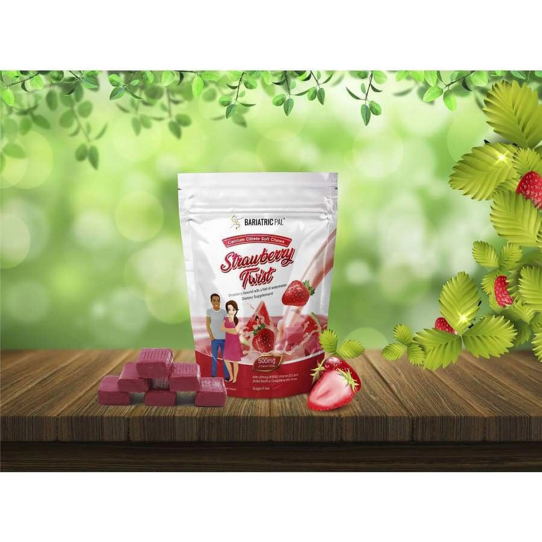 BariatricPal Sugar-Free Calcium Citrate Soft Chews 500mg with Probiotics - Strawberry Watermelon, 90ct Z1641
