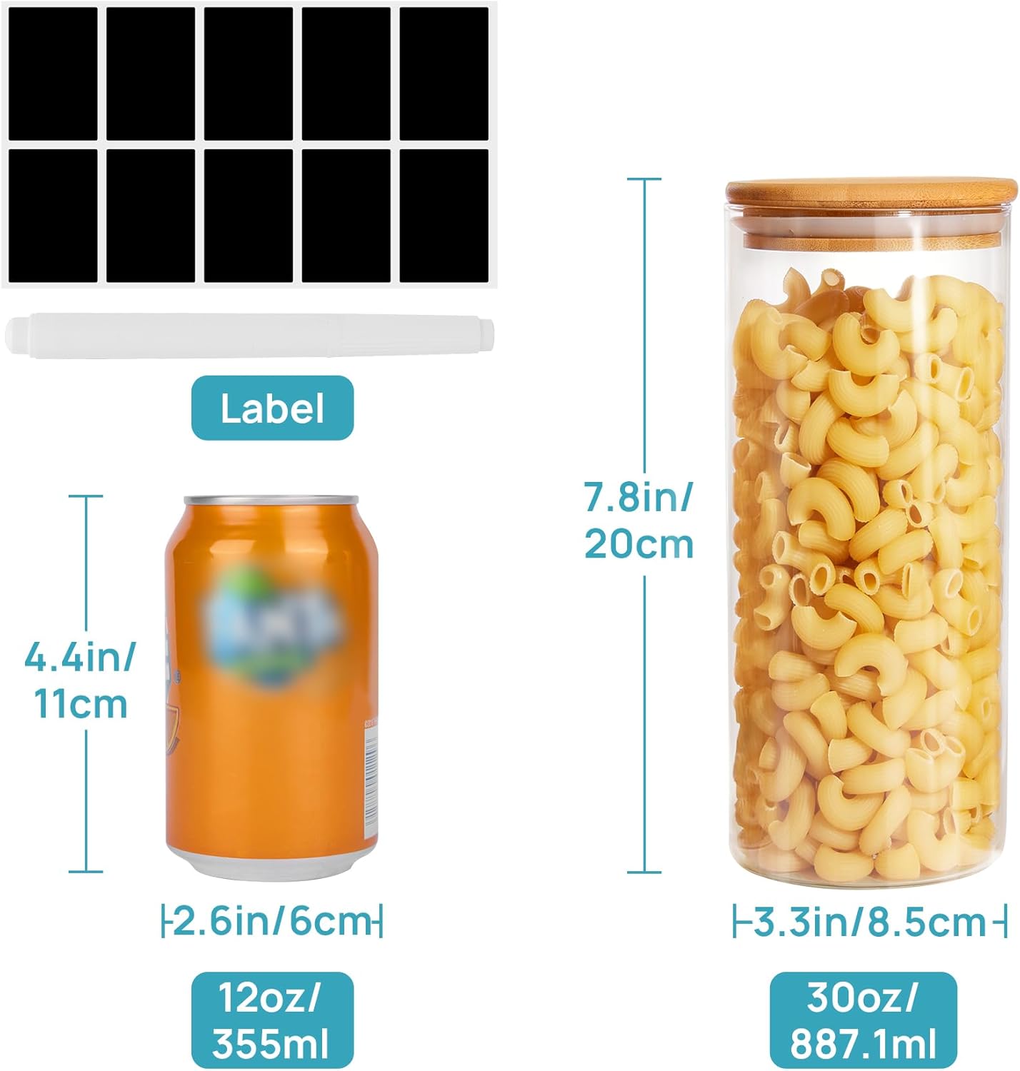 Vtopmart 8 Pack 30oz Glass Food Storage Jars with Airtight Bamboo Lids X269