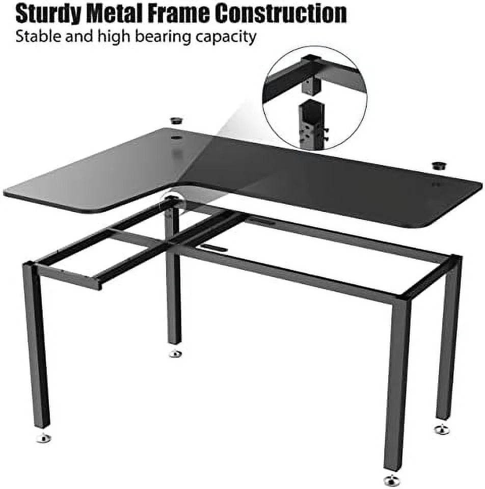 HJZBNONE It's_Organized L-Shaped Corner Computer Desk with Large Mouse Pad & Cable Management N1730