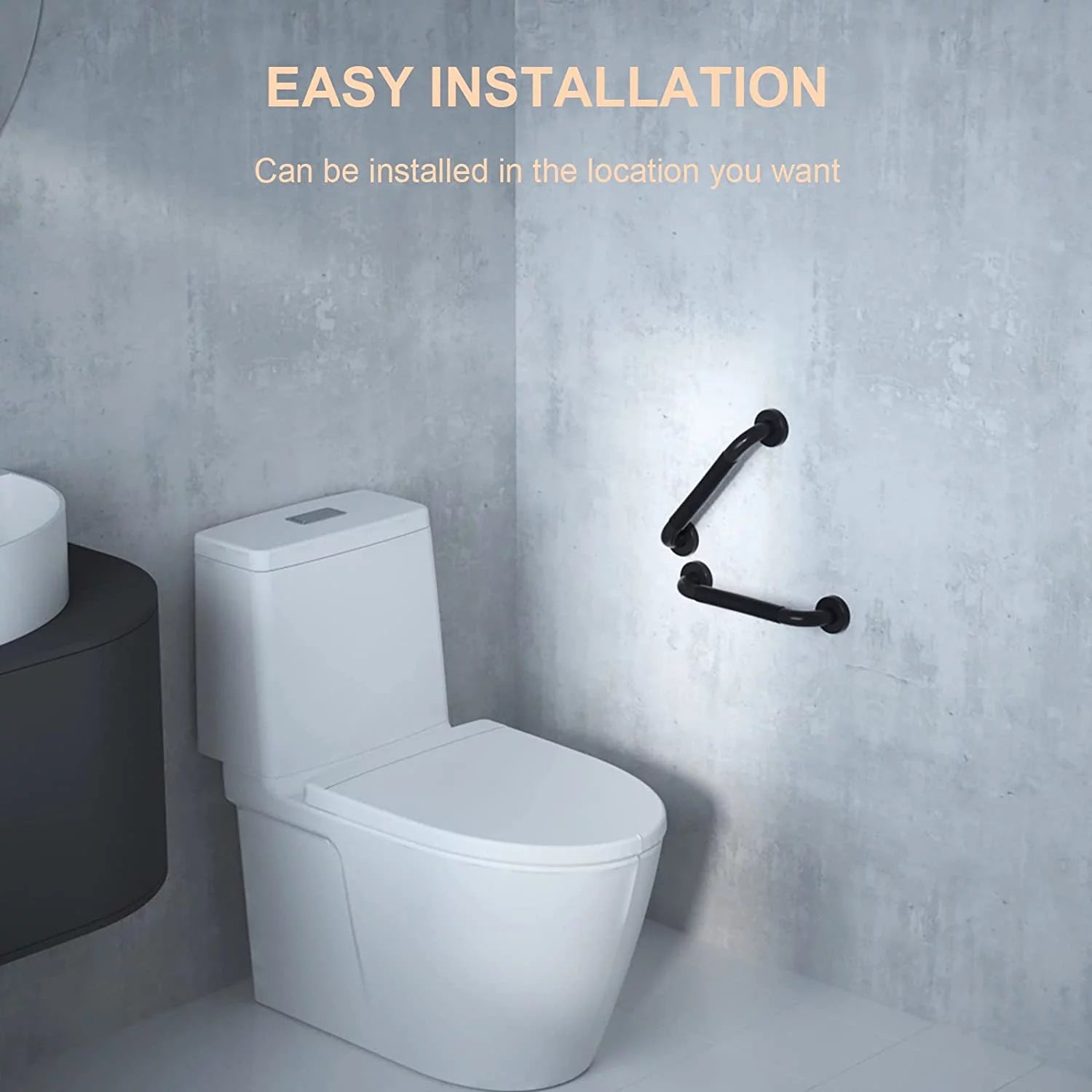 ZUEXT 12 Inch Black Stainless Steel Shower Grab Bar 2 Pack S80873