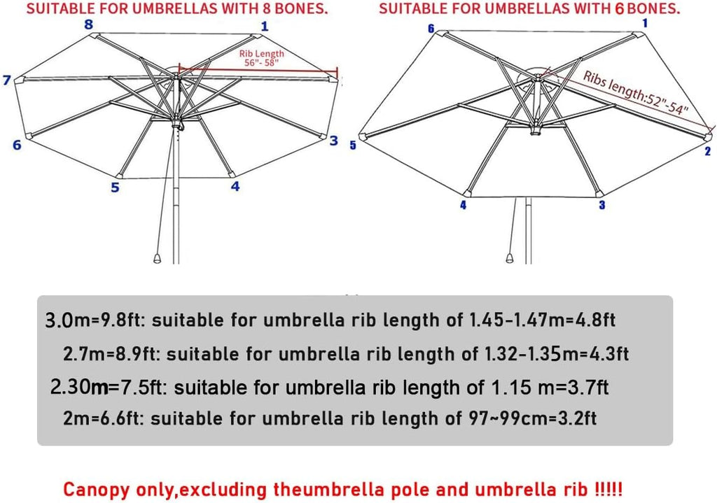Outdoor Patio Umbrella Replacement Canopy Cover UV Protective, Wine Red J2580