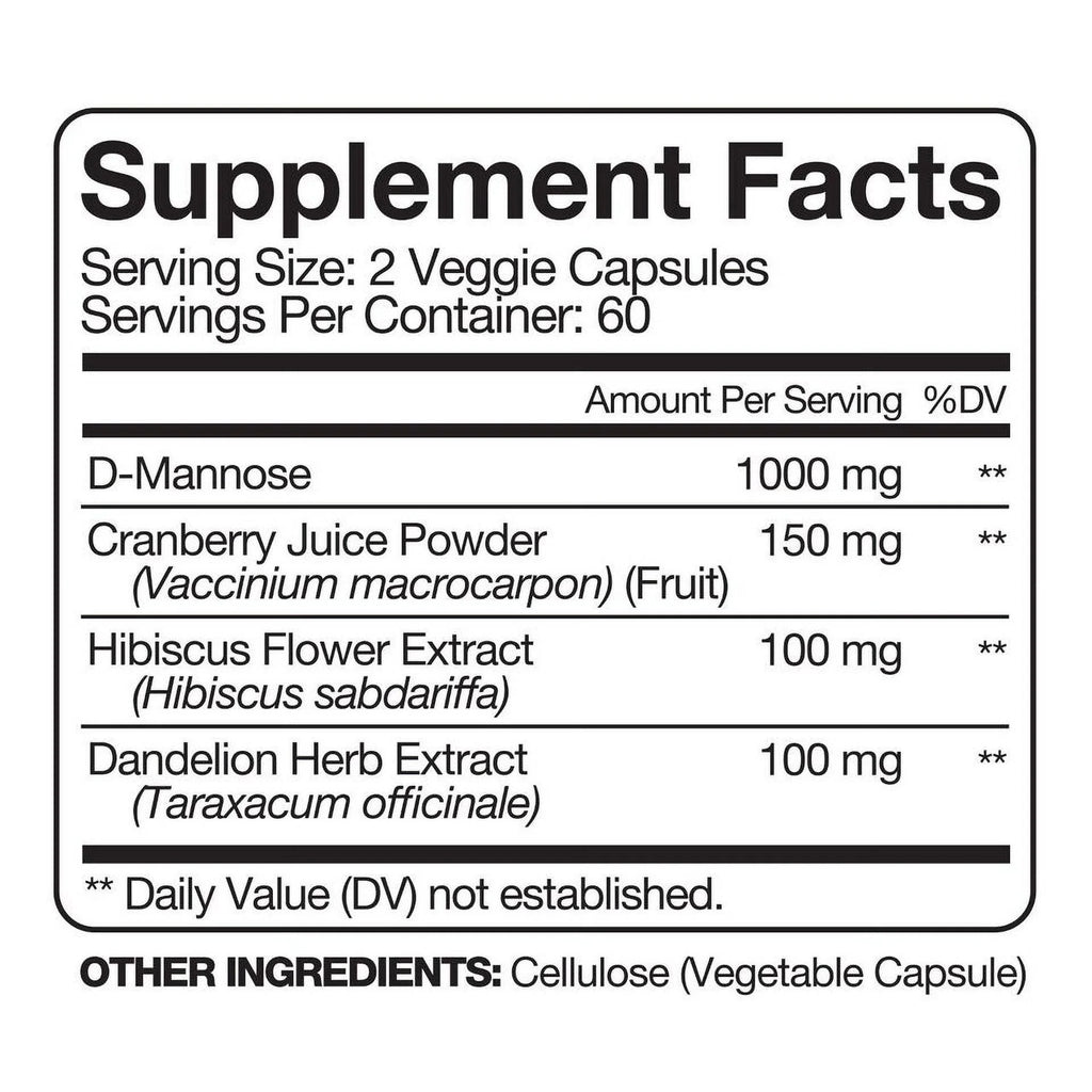 D-Mannose 1000mg Cranberry & Dandelion Extract 120 Capsules G424300
