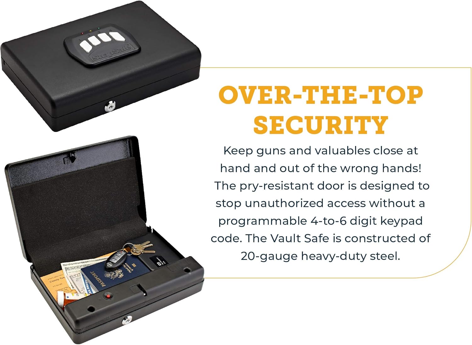 SnapSafe Gun Keypad Vault – Keypad Handgun Safe for Pistols and Valuables – Black F183861