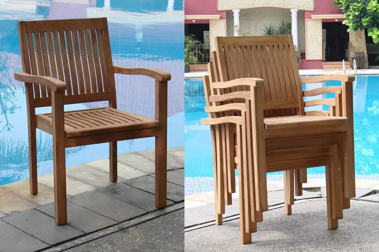 Grade-A Teak 10 Seater Outdoor Dining Set with Oval Extension Table and 10 Stacking Arm Chairs Q3308