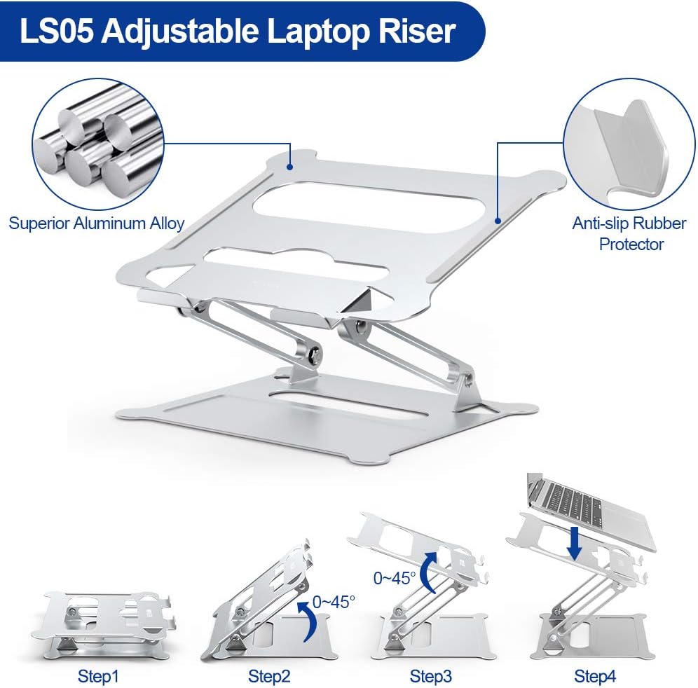 BESIGN LS05 Aluminum Laptop Stand, Ergonomic Adjustable, Silver W972