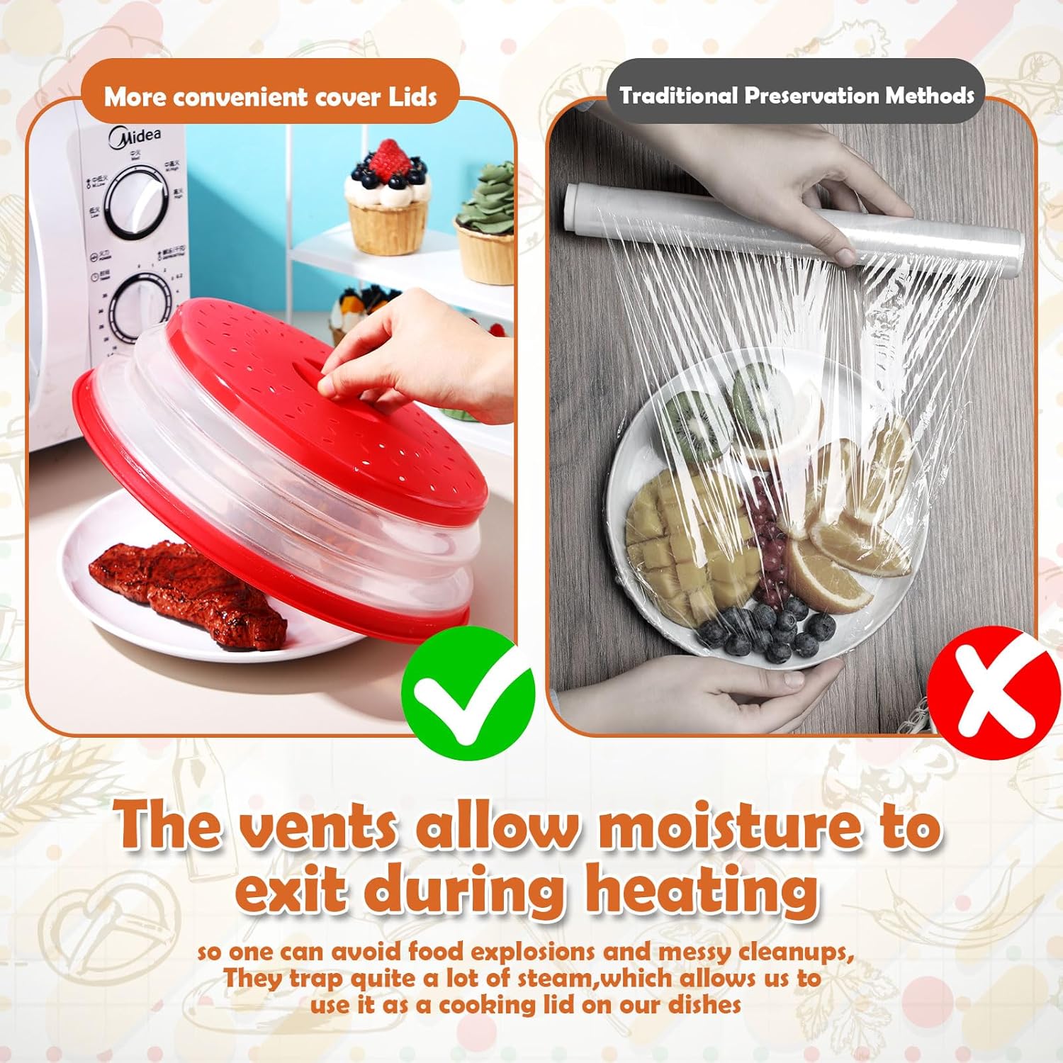 Collapsible Microwave Splatter Cover 3 Sizes BPA Free Plastic Y279301