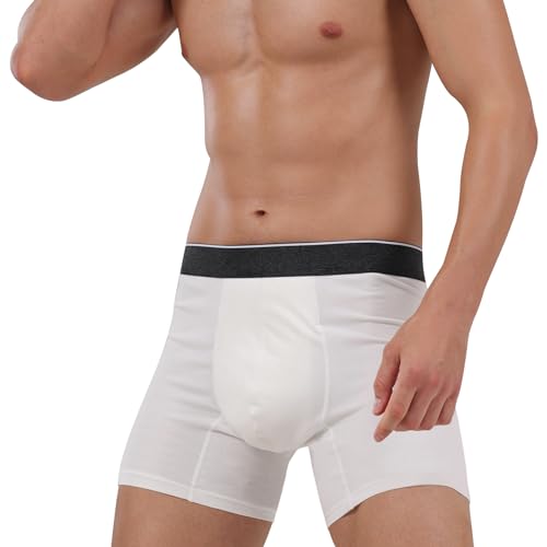 Washable Absorbency Urinary Incontinence Cotton Underwear for Men, 6" Inseam Regular Boxer Briefs for Bladder Leaks(60ML) (Small, Black)