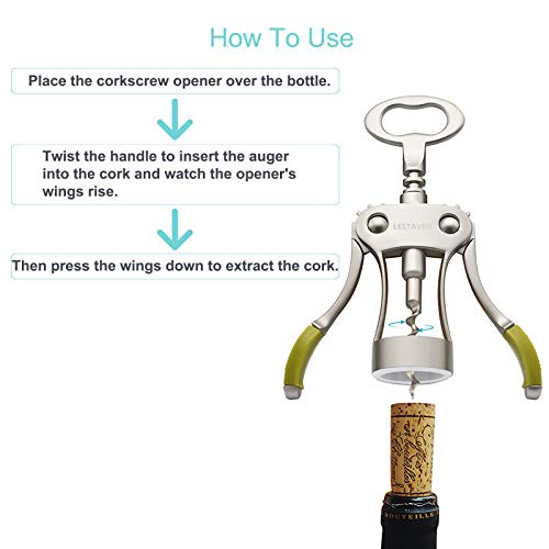 Stainless Steel Wing Corkscrew Wine Opener with Beer Cap Remover D163