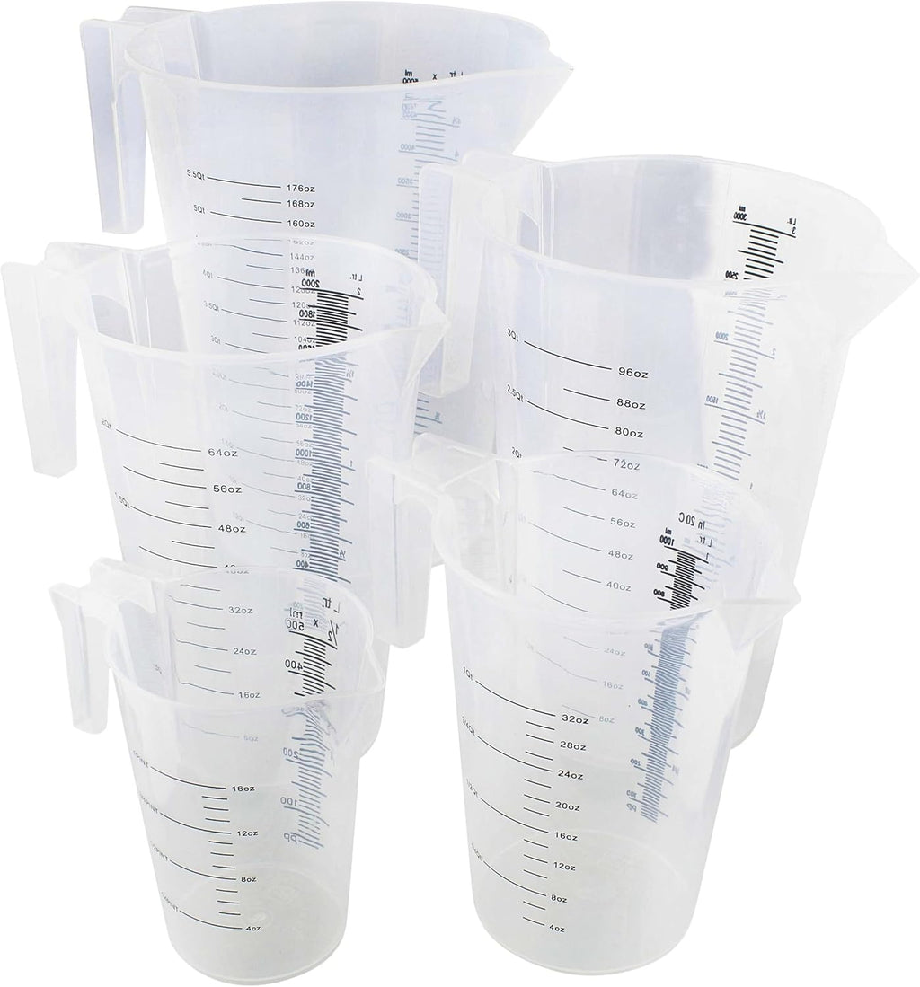ABN 5 Piece Graduated Paint Mixing Pitchers, Quart and Gallon Sizes D2342