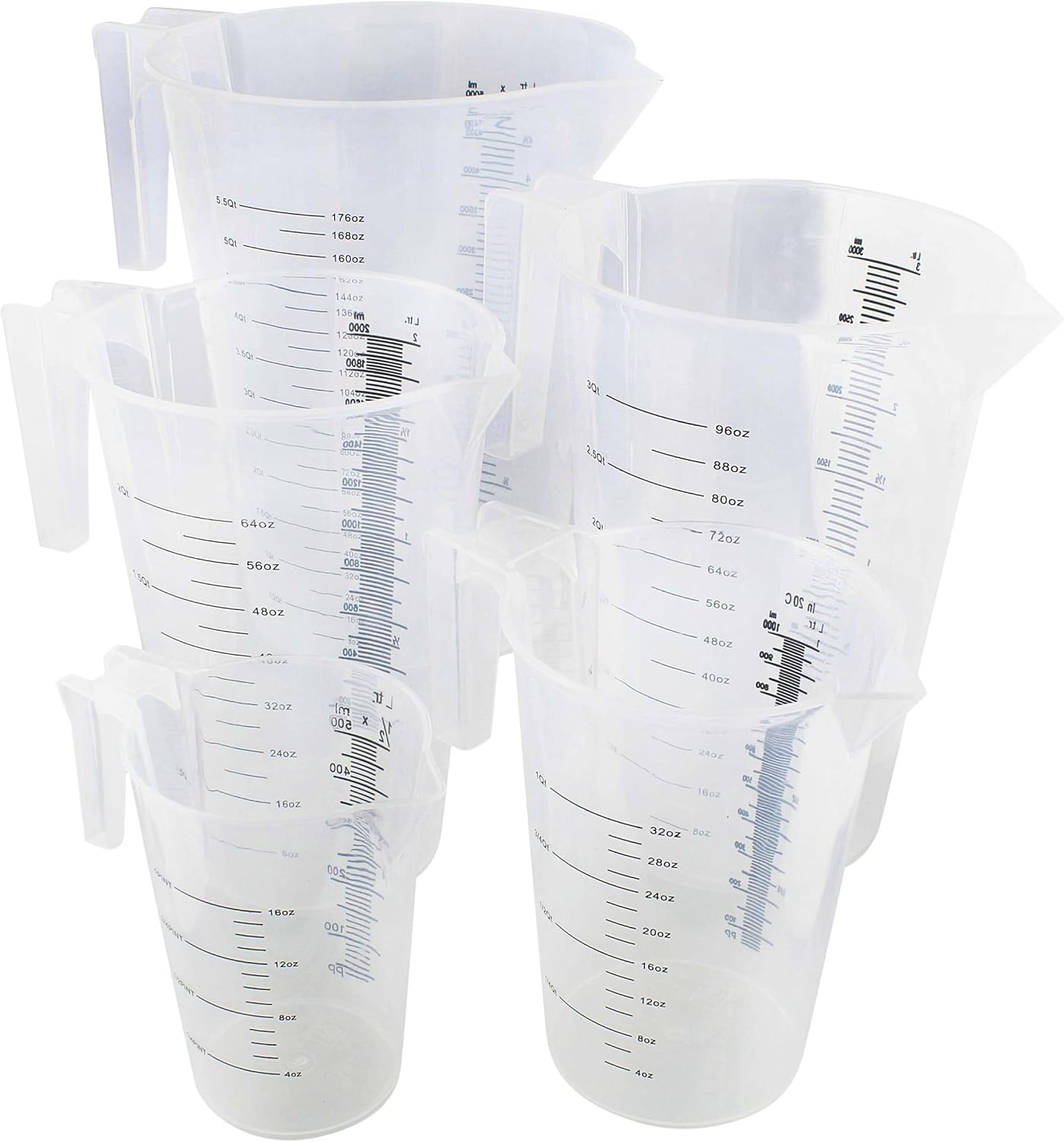 ABN 5 Piece Graduated Paint Mixing Pitchers, Quart and Gallon Sizes D2342