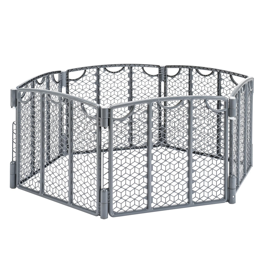 Evenflo Versatile Play Space Freestanding Gate, 6 Panels, Cool Gray U1200