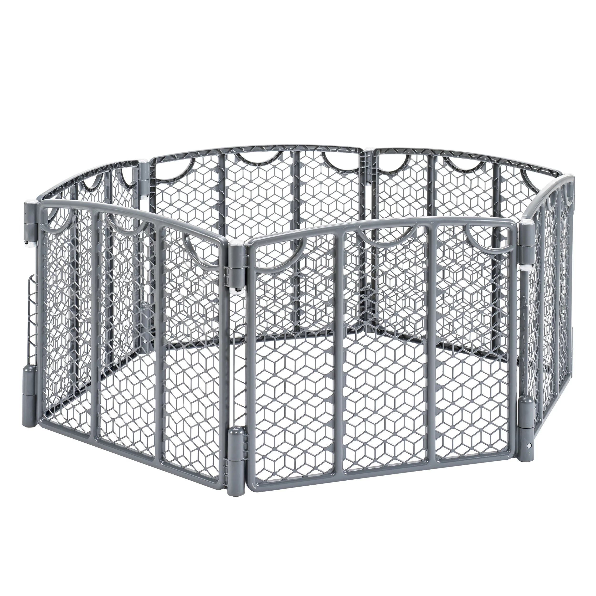 Evenflo Versatile Play Space Freestanding Gate, 6 Panels, Cool Gray U1200