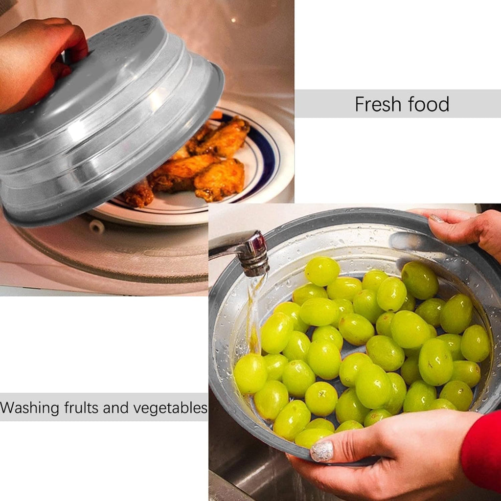 Microwave Splatter Cover, Vented Collapsible with Handle, BPA-Free, Gray, 10.5 inch A8231