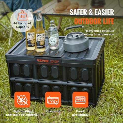 VEVOR 45L Collapsible Storage Bins with Lids, 3 Packs, Stackable Q89412