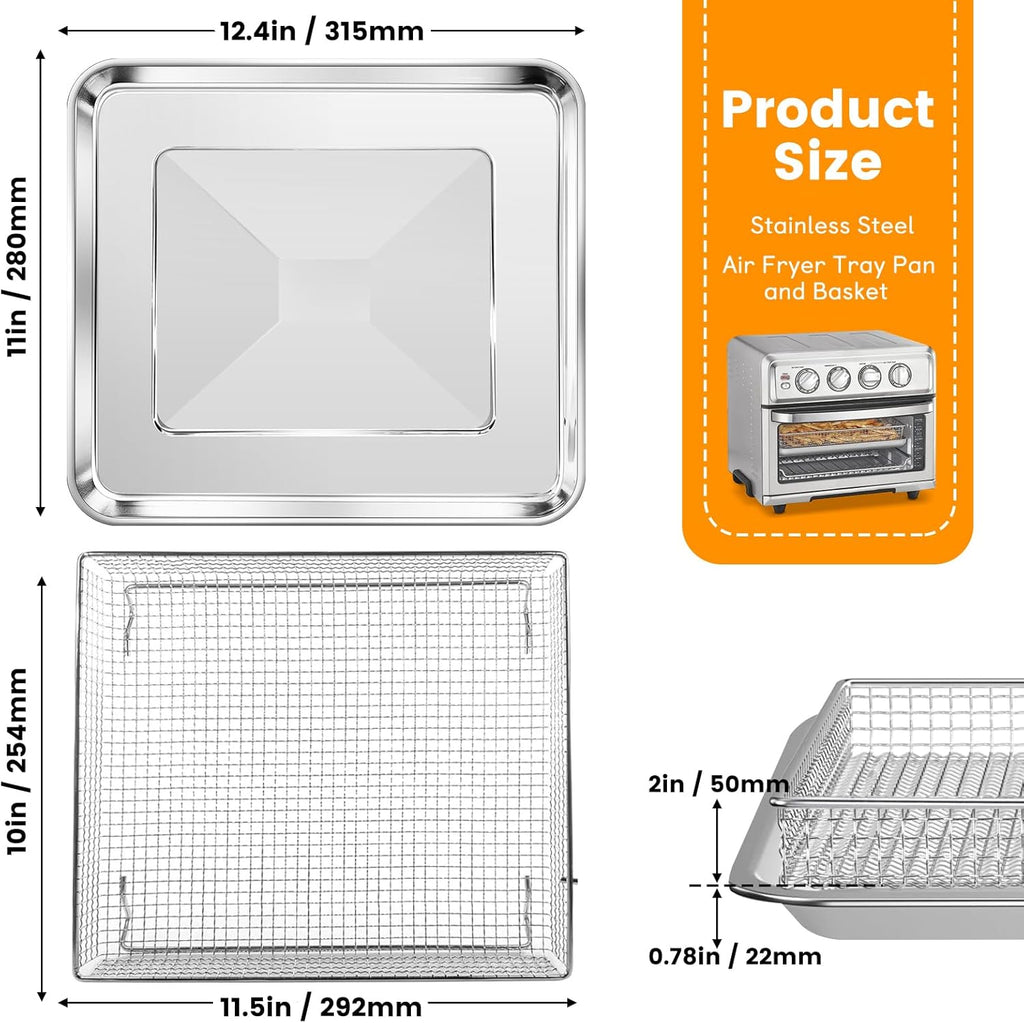 Cuisinart TOA-60 TOA-65 TOA-70 Air Fryer Basket Replacement, Stainless Steel Mesh Tray P50306