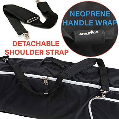 Athletico Rolling Double Ski Bag - Padded with Wheels for Air Travel B30325