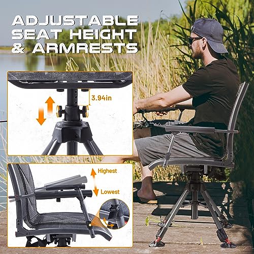 TR 360 Degree Swivel Hunting Chair 400 lbs Capacity Height Adjustable W340022
