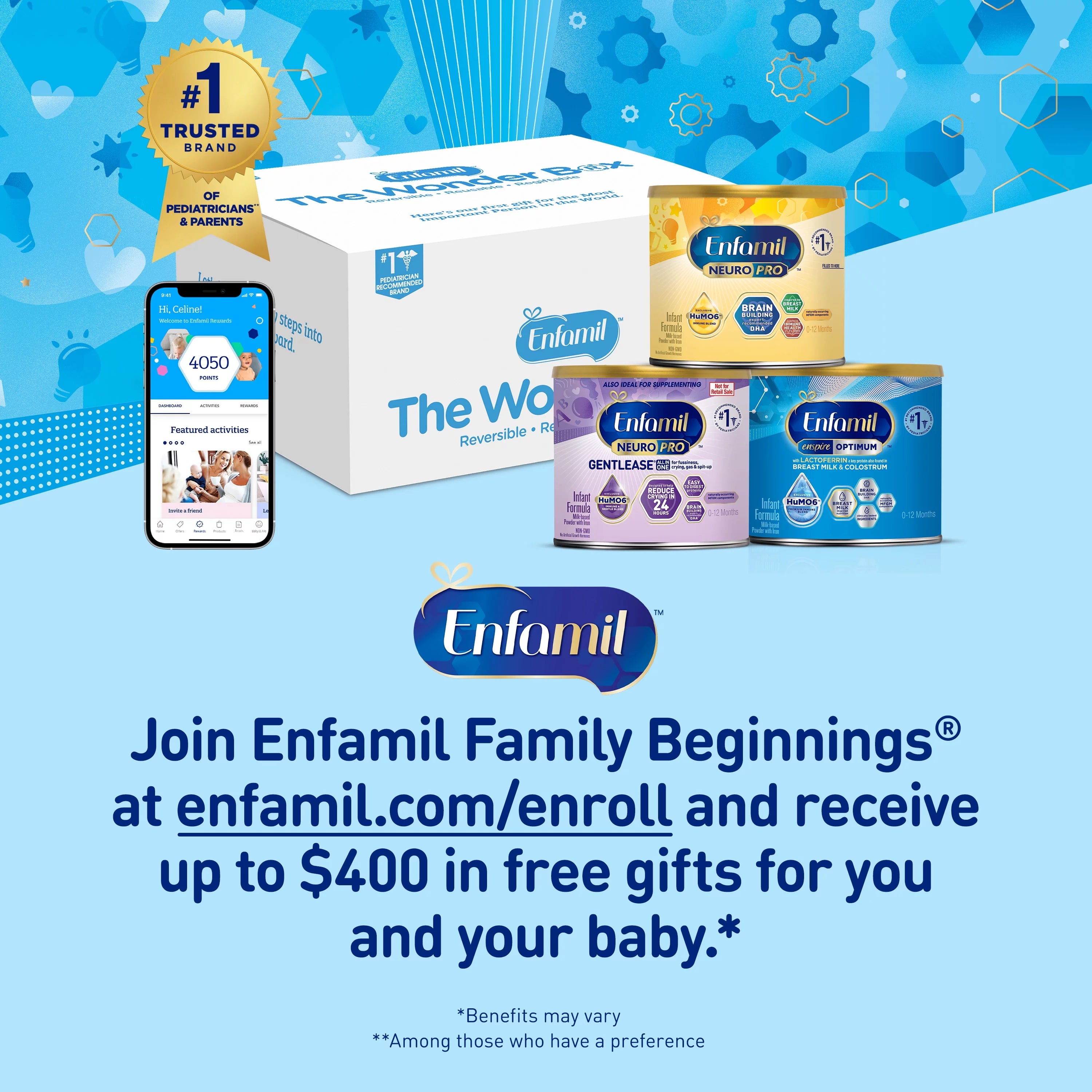 Enfamil NeuroPro Baby Formula, Milk-Based Infant Nutrition, Non-GMO, 125.6 oz X405461