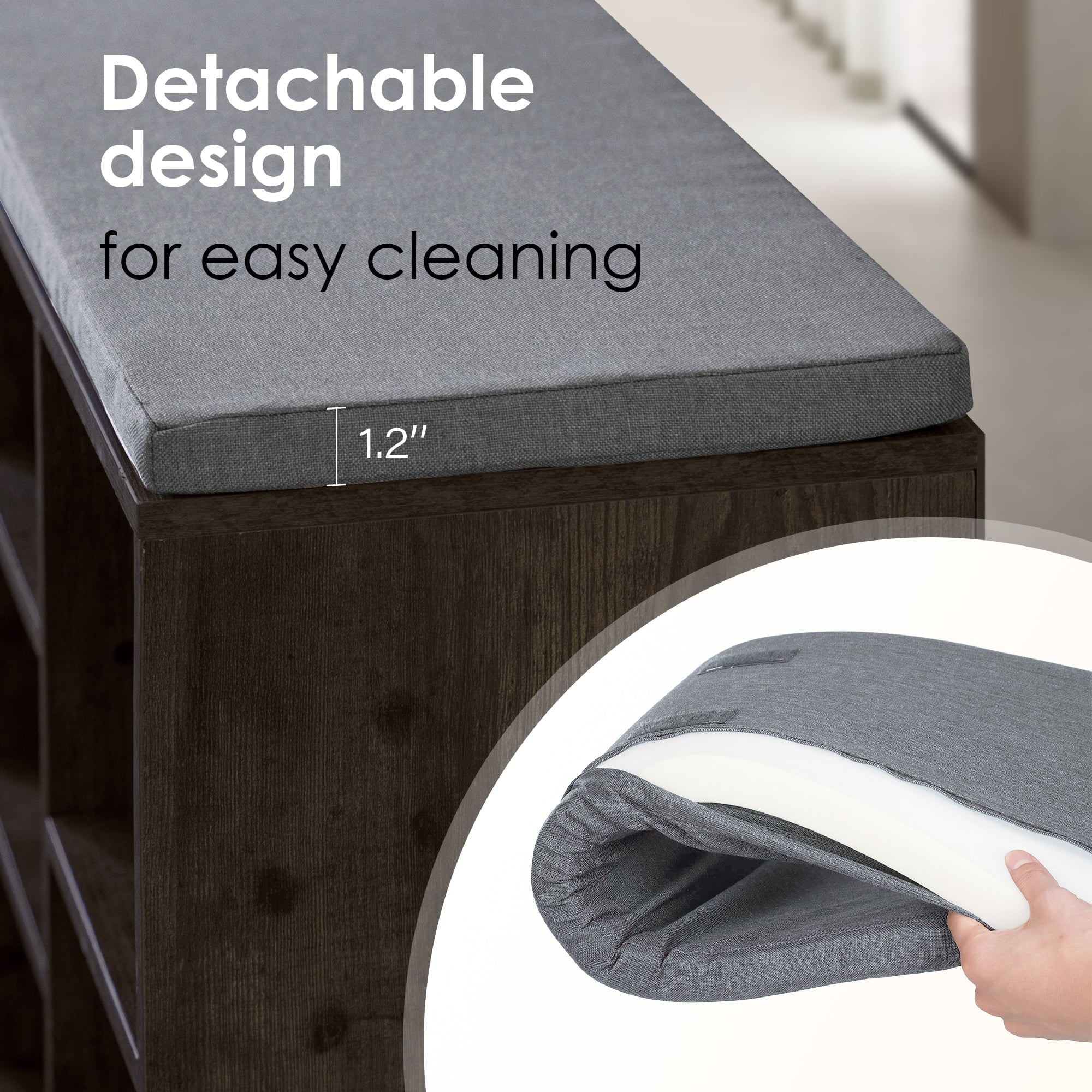 Shoe Bench Storage Organizer with 3-Tier Adjustable Shelves C33516