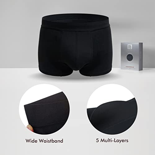 Washable Incontinence Boxer Briefs for Men, X-Large, Black C153075