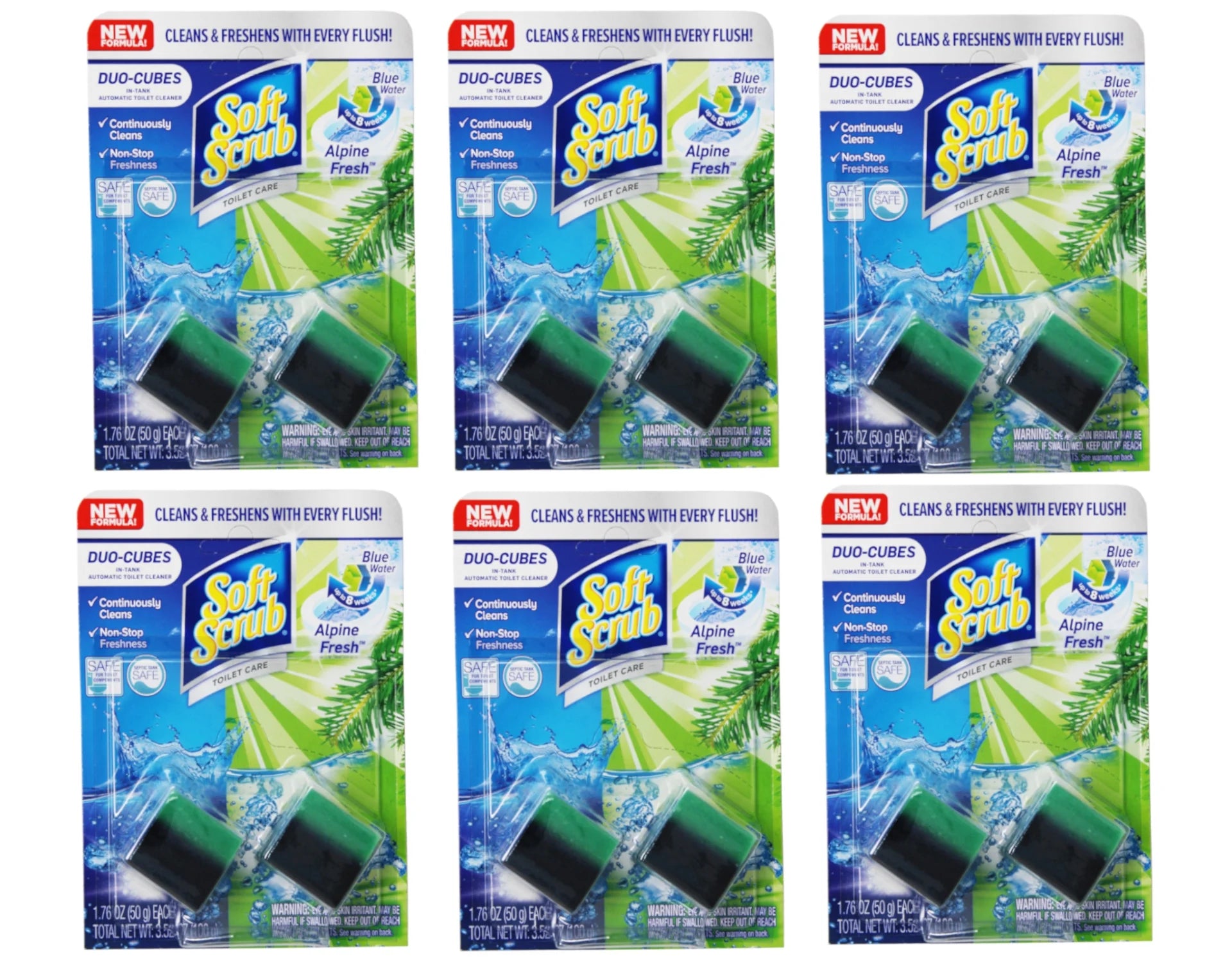Soft Scrub In-Tank Toilet Cleaner Duo-Cubes, Alpine Fresh, 2 Count - 6 Pack